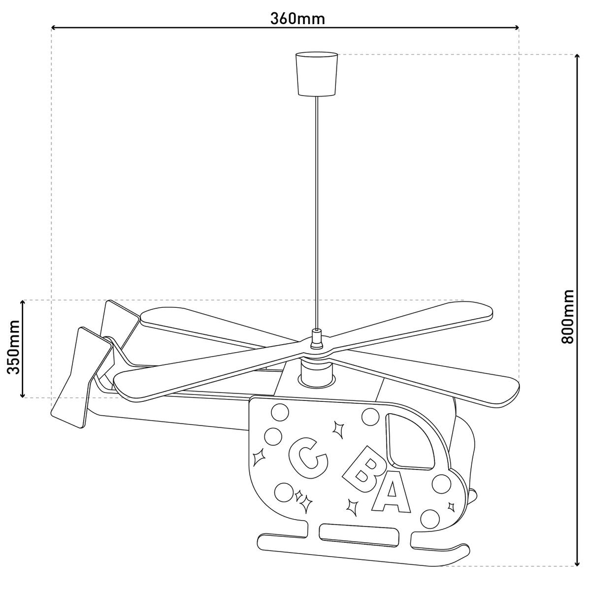 Hélicoptère à pendentif enfant - Luminaire coloré en bois et plastique