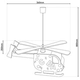 Hélicoptère à pendentif enfant - Luminaire coloré en bois et plastique
