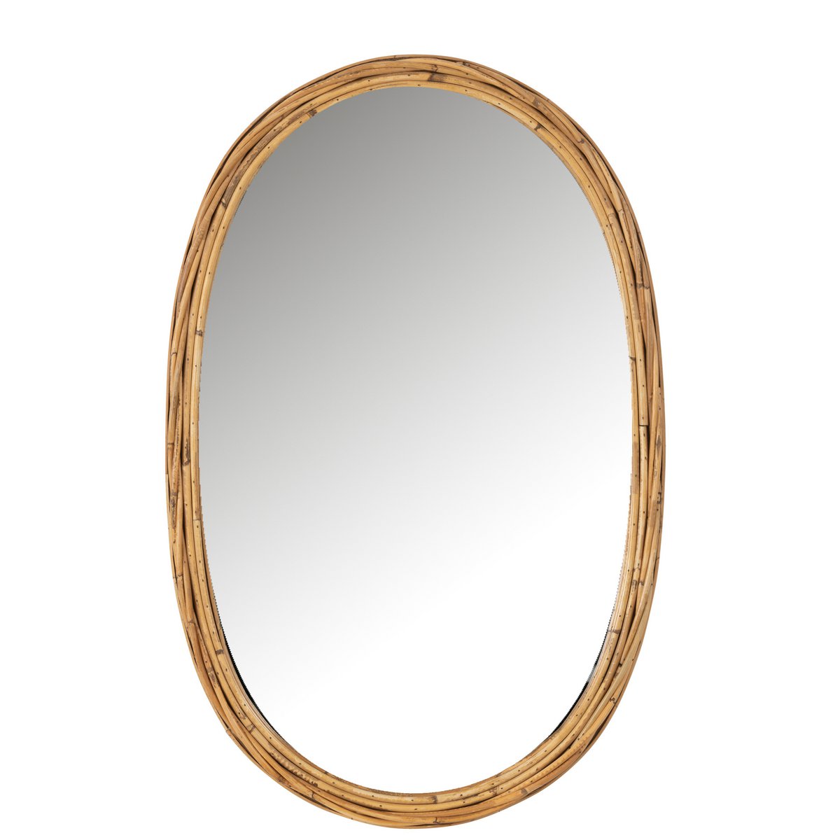 Miroir ovale J-Line accroché dans un salon moderne