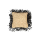 Housse de Coussin Carrée en Raphia - Noir Naturel - 40x40
