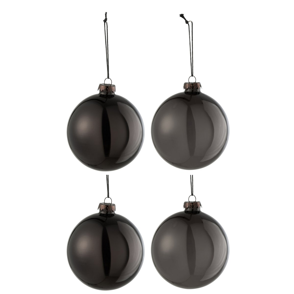 Boule de Noël J-Line en verre noir, présentation élégante sur fond neutre
