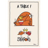 Torchon Shadoks À table Écru avec motif ludique en cuisine