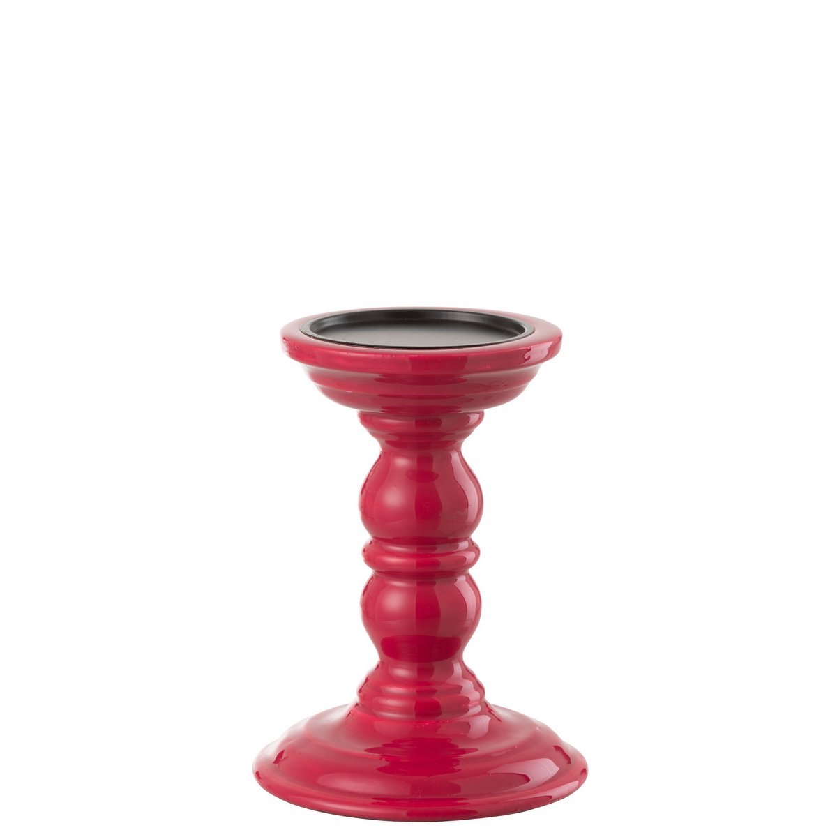 Chandelier J-Line en mangohout fuchsia, vue de face