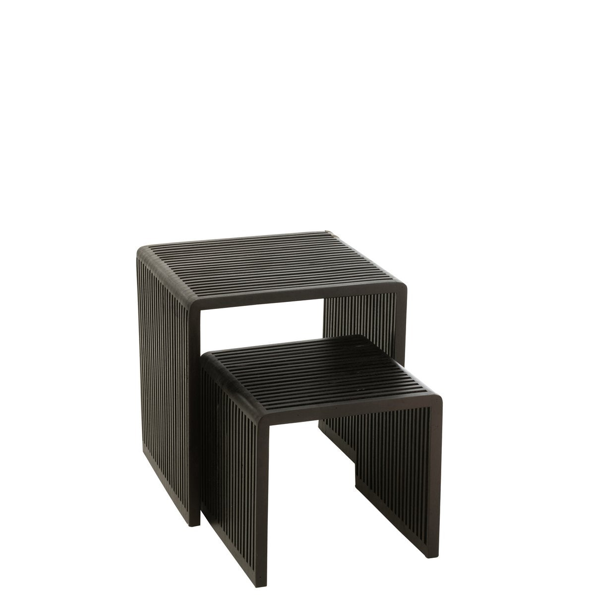 Table d'appoint J-Line Cube en bois noir - mise en scène décorative