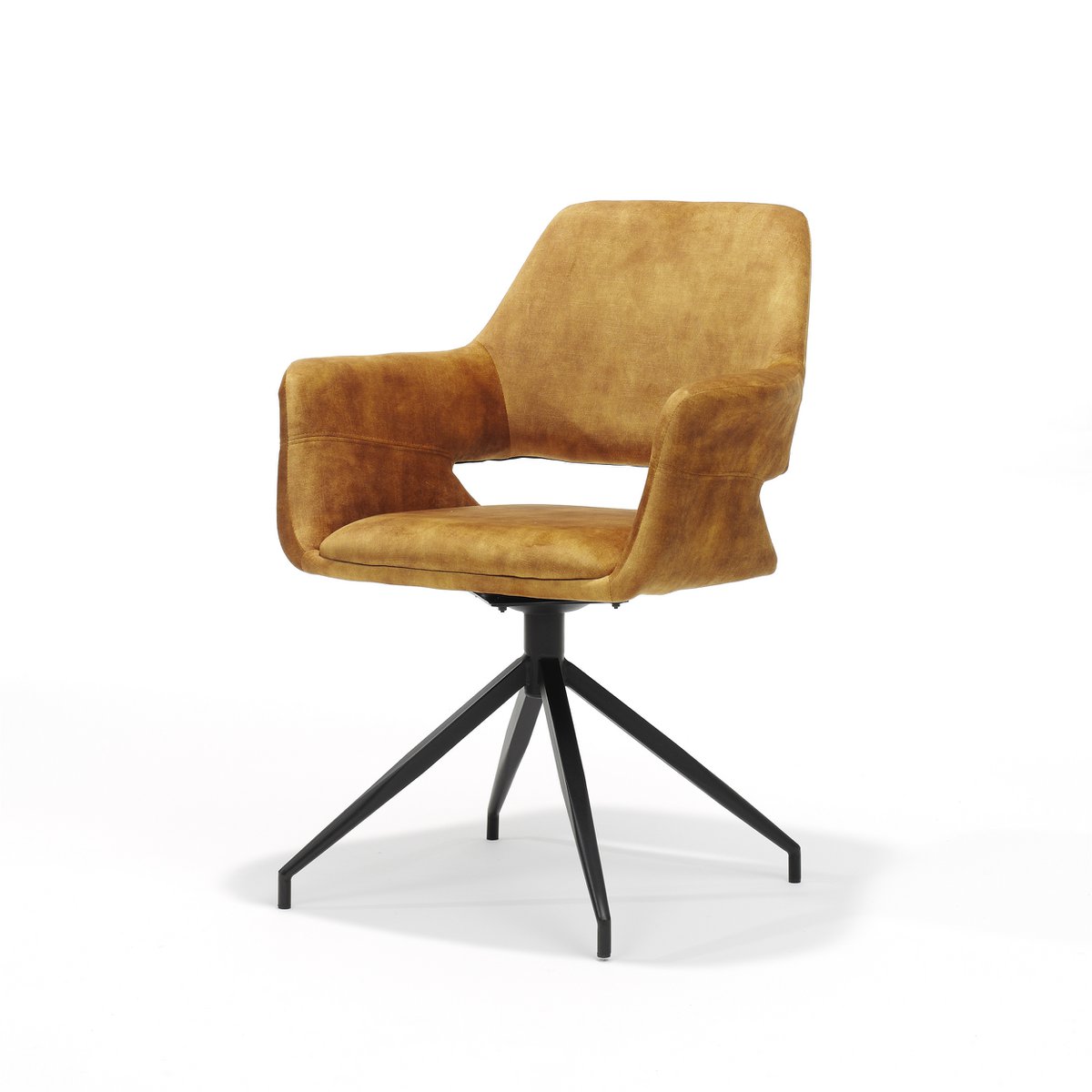 Détail du tissu velours Aurore Or de la chaise Katy M4
