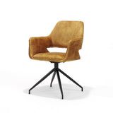 Détail du tissu velours Aurore Or de la chaise Katy M4