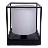 Lampe de table "bêta" blanche en métal avec parapluie de tissu en blanc, avec socket E14, lampe pour le salon, salle à manger, couloir et bureau, 15 x 15 x 17 cm