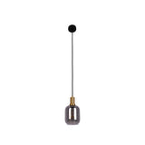 Lampe à 1 pendentif "Fumo", lampe à pendentif en métal et en verre en noir, avec une douille E14, pour salle à manger, salon, couloir ou bureau, lampe suspendue 150 x 20 cm