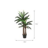 Plante artificielle Cycas verte avec feuilles en éventail et tronc robuste