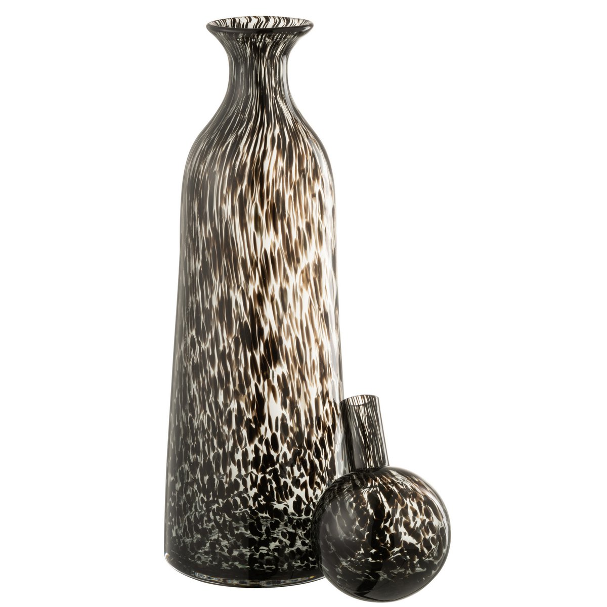 Bouteille décorative J-Line en verre noir, vue de face