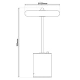 Lampe de table de batterie "seta" noir de 30 cm de haut en métal et en béton, avec une LED fermement construite