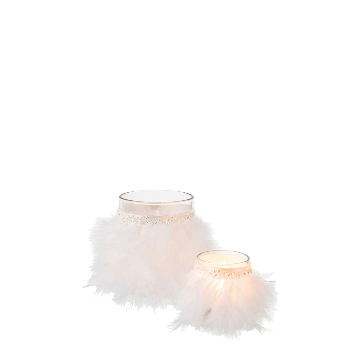 Détail du verre transparent et blanc du photophore J-Line