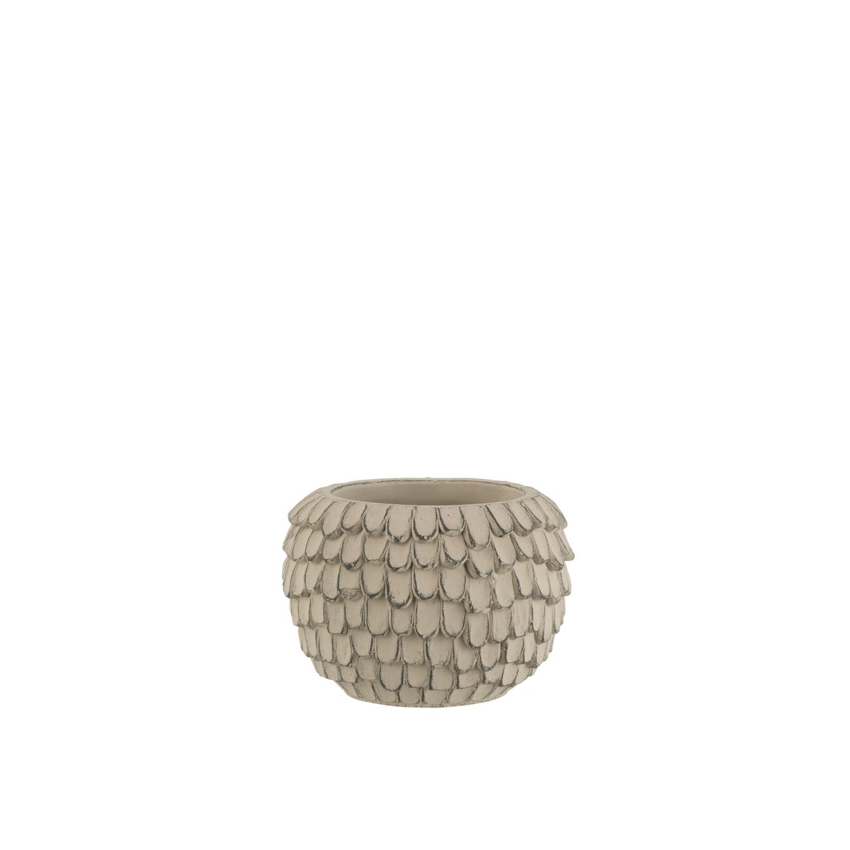 Pot de Fleurs Feuille en Ciment Gris Clair J-Line, design moderne et épuré