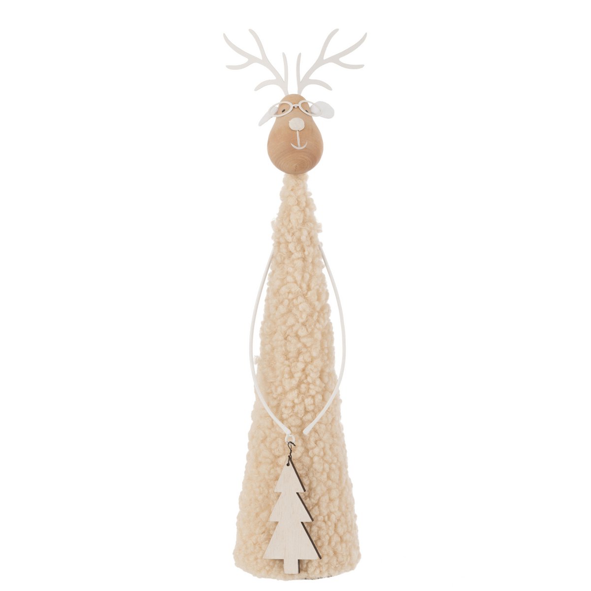 Renne Déco Teddy J-Line en métal et bois beige, vue de face