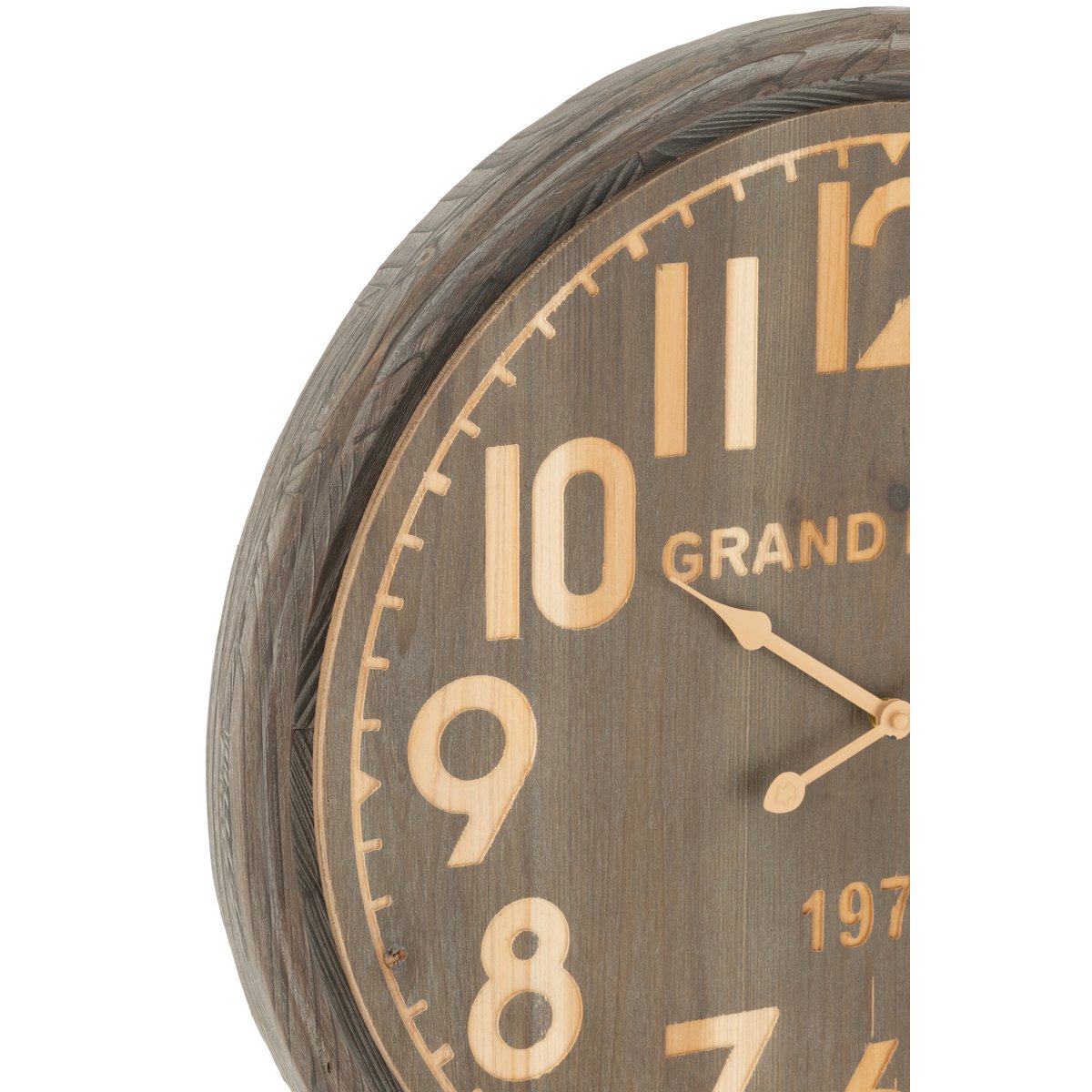 Horloge Murale Grand Hotel J-Line en bois naturel foncé vue avant
