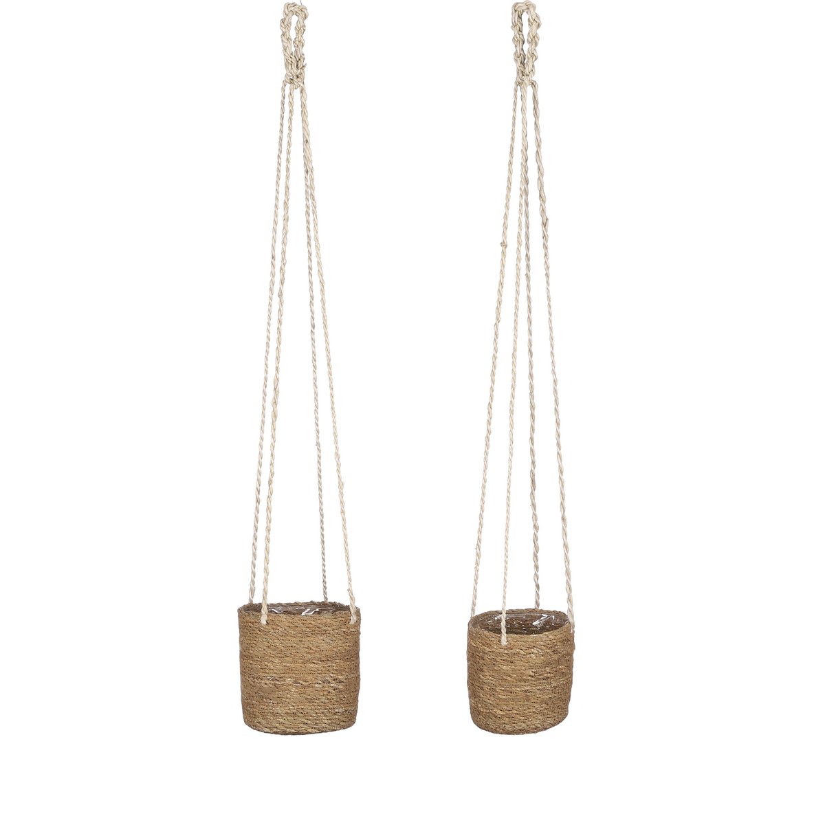Set de paniers à plantes Atlantic Marron clair en jute naturel, vue de face.
