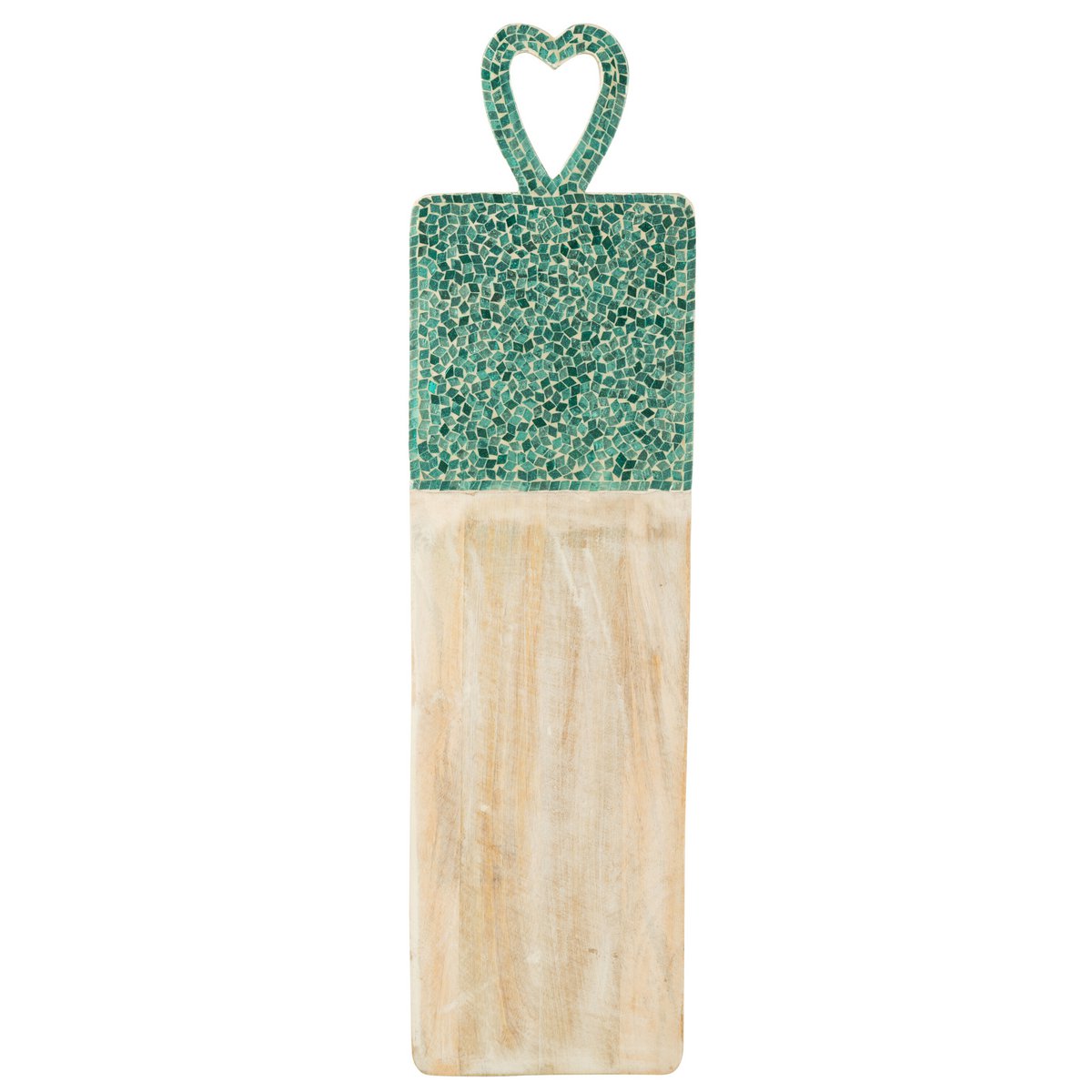Plateau mosaïque long en bois vert J-Line - vue de face