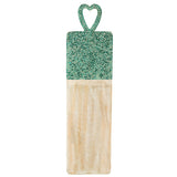 Plateau mosaïque long en bois vert J-Line - vue de face