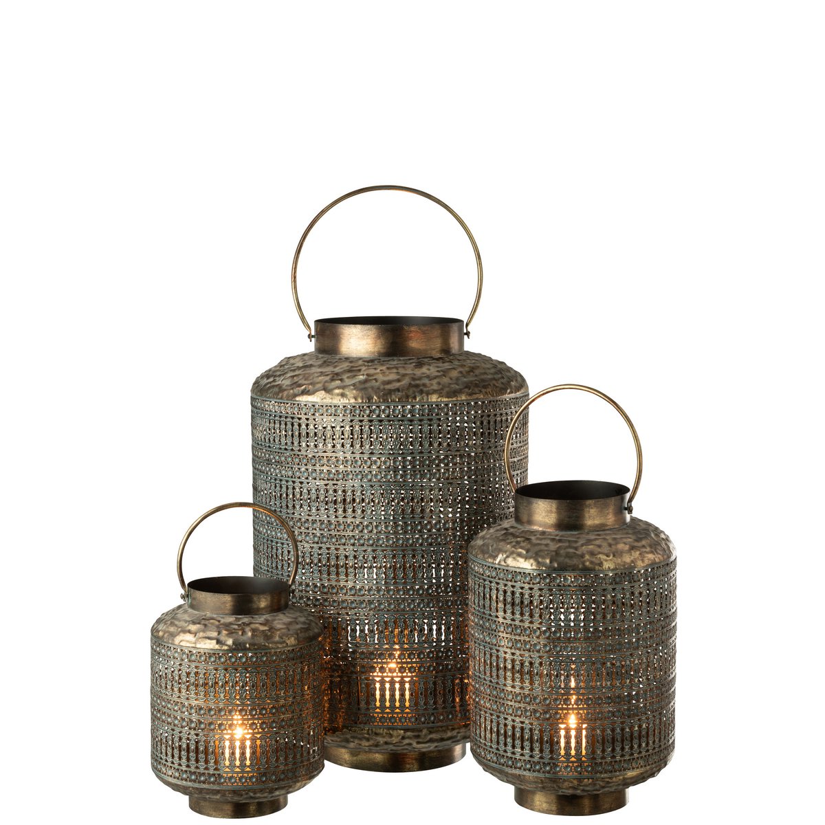 Lanterne J-Line Antique sur une table de terrasse