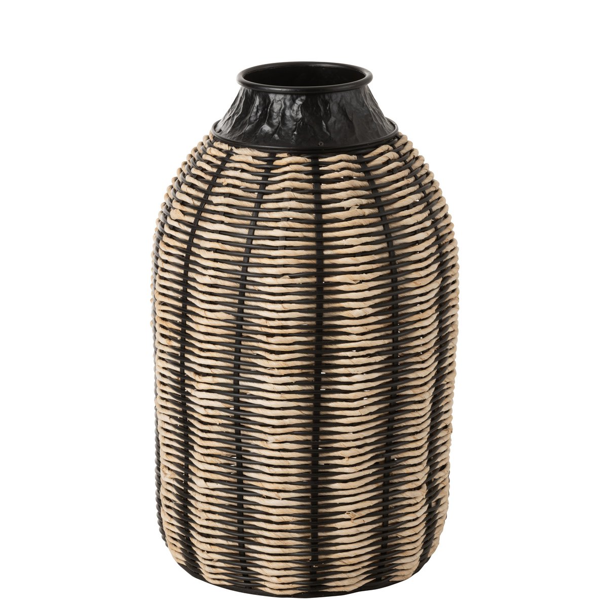 Vase J-Line en jute noir et naturel, 56 cm de hauteur, design élégant