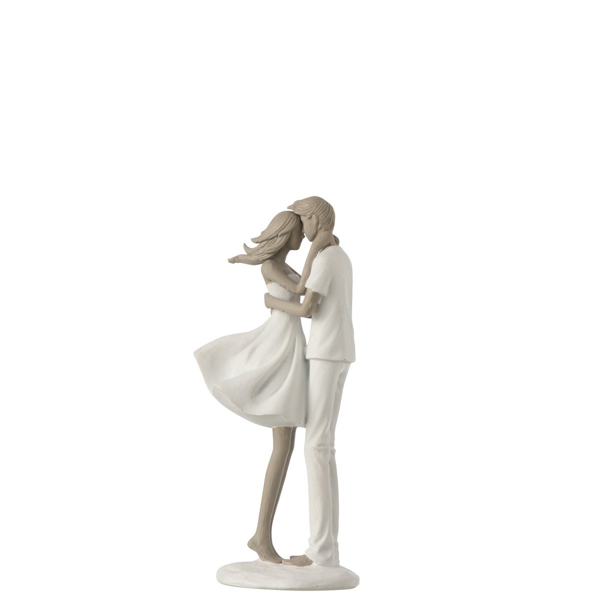 Sculpture Couple Baisant en polyresine blanc et taupe, élégante et raffinée