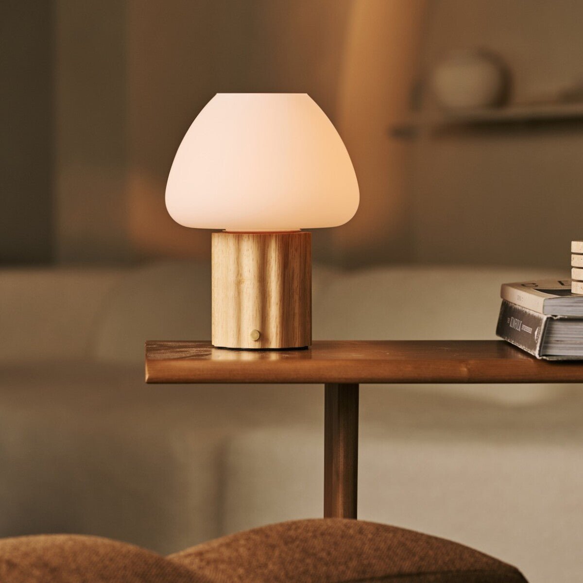 Lampe à poser rechargeable Sophie bois clair