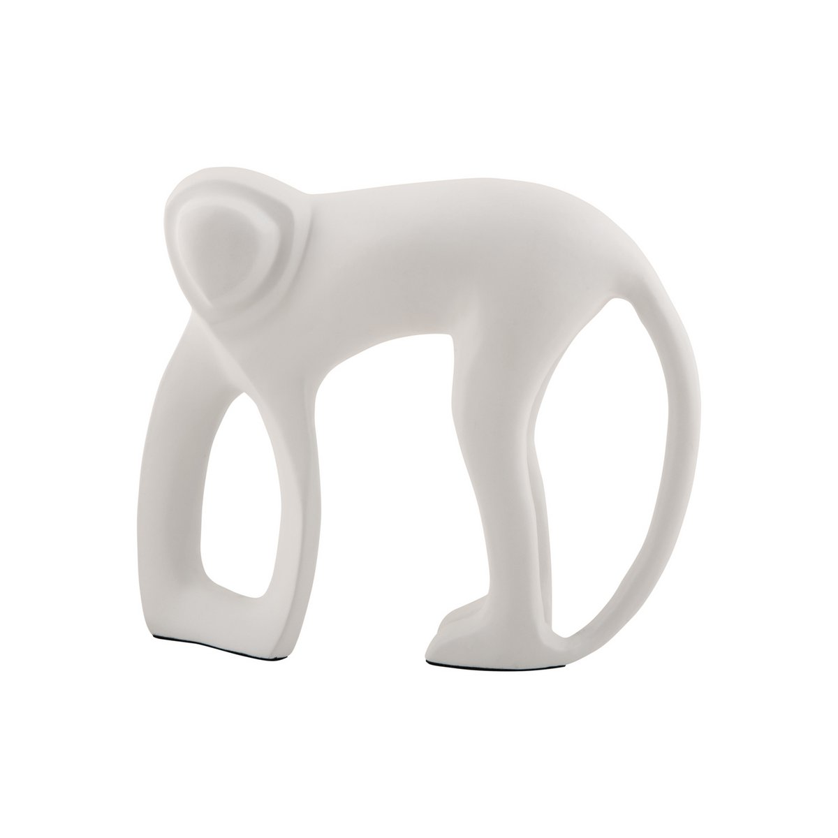 Statue singe en aluminium blanc sur étagère moderne