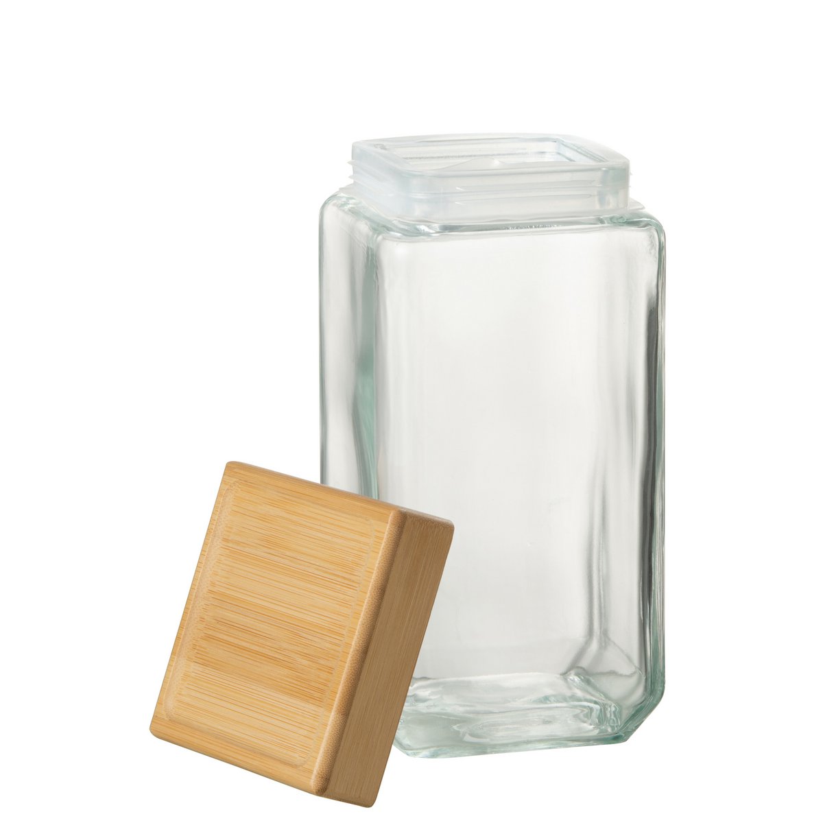 Pot de conservation J-Line Brad en verre et bambou, transparent et naturel