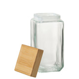 Pot de conservation J-Line Brad en verre et bambou, transparent et naturel