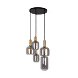 5 Lampe pendentielle "FUMO", lampe à pensionnaire en métal et en verre en noir, avec une douille E14, pour la salle à manger, le salon, le couloir ou le bureau, lampe suspendue Ø Env.