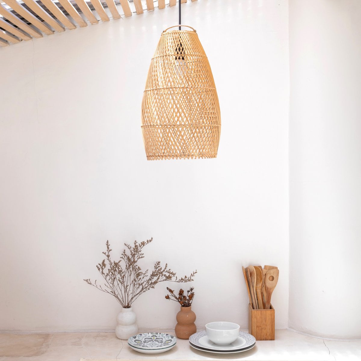 Plafonnier en rotin Abat-jour Boho TABUNG