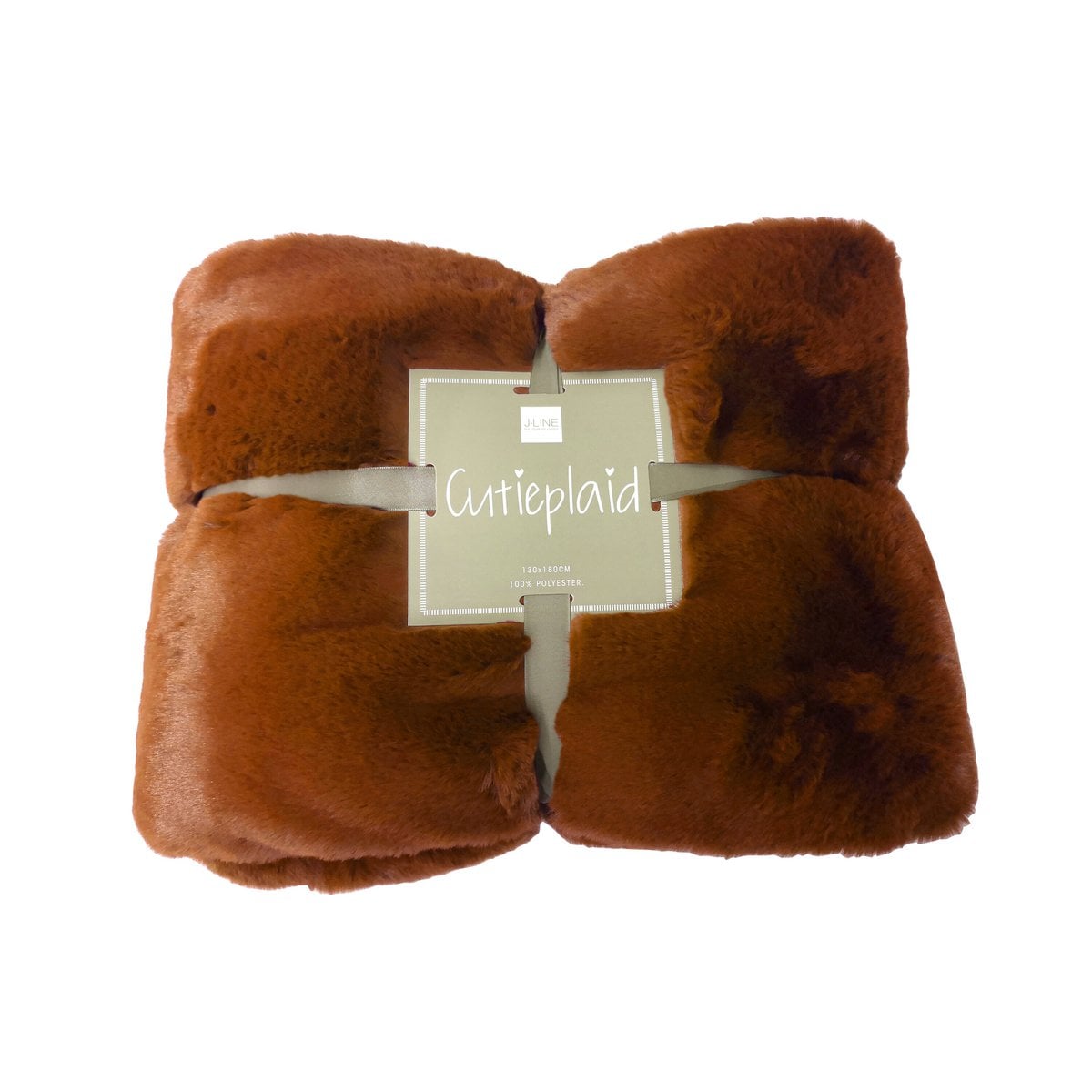 Détail des finitions du plaid Cutie J-Line marron sur un fauteuil