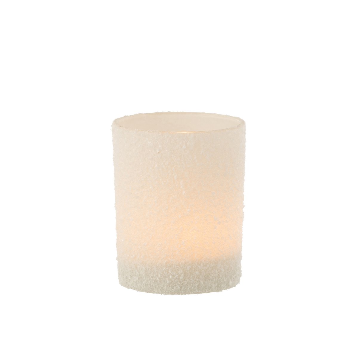 Photophore J-Line Windlight Snowred en verre blanc, vue de face