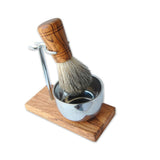 Support/support de rasage KLASSIK PLUS pour brosse + rasoir humide, pot en acier inoxydable
