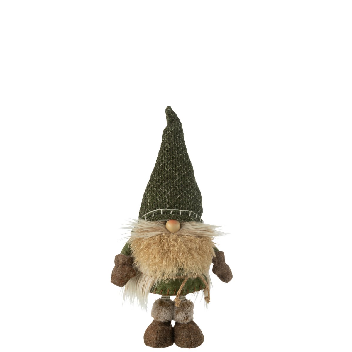 Gnome tricoté J-Line en textile vert, décoratif et élégant