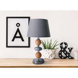 Lampe de table en céramique "Araga" 36 cm de haut, lampe de table en métal, bois et marbre, avec des lames de texte, gris, avec socket E14, éclairage pour salle à manger, salon, couloir ou bureau