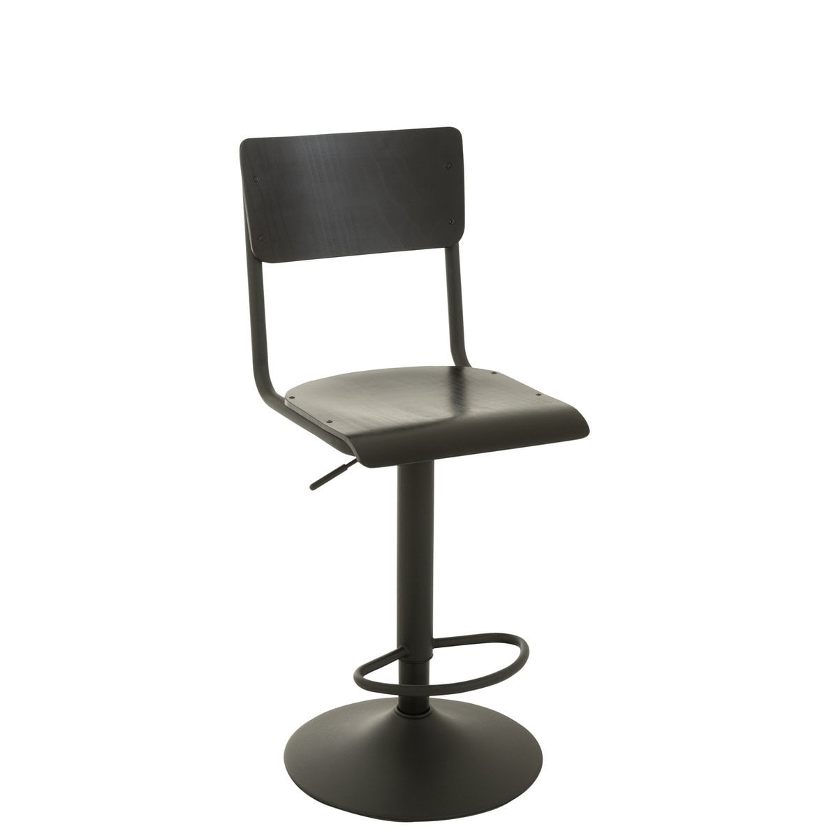 Chaise de bar J-Line noire, mise en scène dans une cuisine moderne