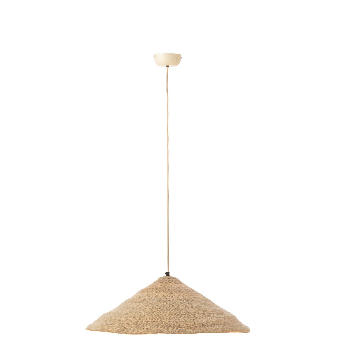 Détail de la texture en jute de la lampe Hat Moonj