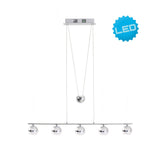 LED en retour pendentif lumineux "sphère" en métal et en verre en chrome, avec LED intégrée