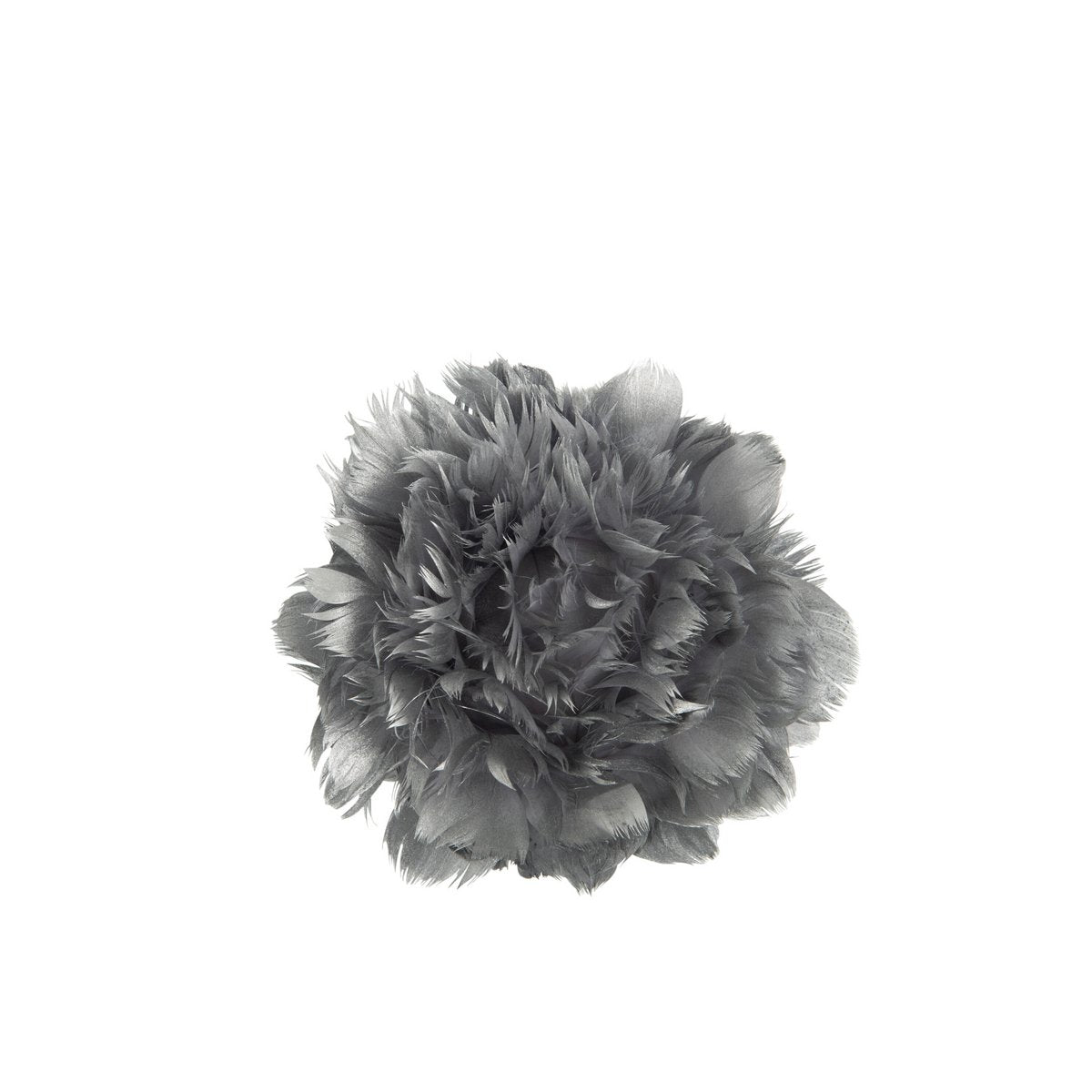 Boule de décoration J-Line en plumes argentées, vue de profil