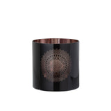 Lanterne J-Line Boho en verre noir et cuivre vue de face