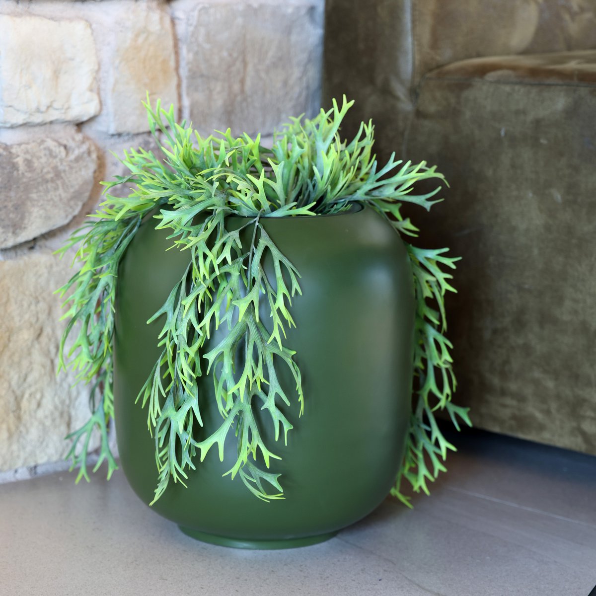 Pot à fleurs vert en fibre de pierre Lampang