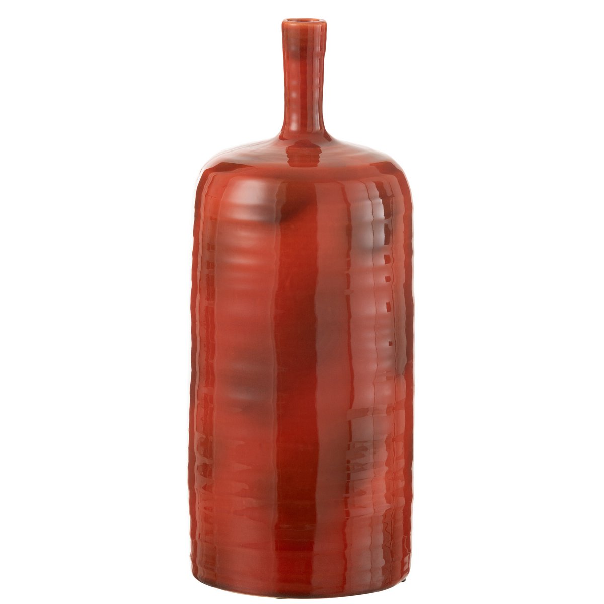 Vase J-Line Akane Bottle en céramique rouge, vue avant
