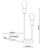 Lampe de table 2-Flame. "Modo" en métal en noir, versions en or, prise E27, lampe de table pour salon, salle à manger, cuisine, couloir, couloir ou bureau, 45 x 14 cm