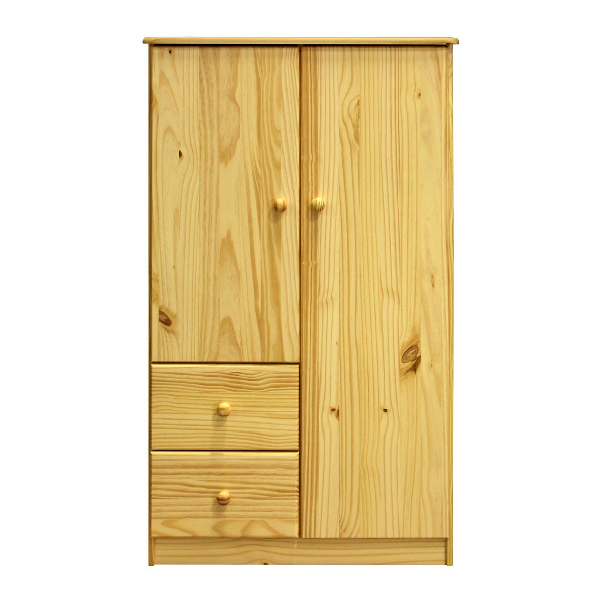 Armoire en pin massif avec deux portes et deux tiroirs
