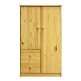 Armoire en pin massif avec deux portes et deux tiroirs