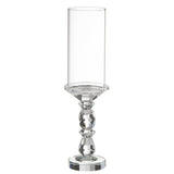 Bougeoir Marie en cristal transparent, vue de face, élégant et raffiné.