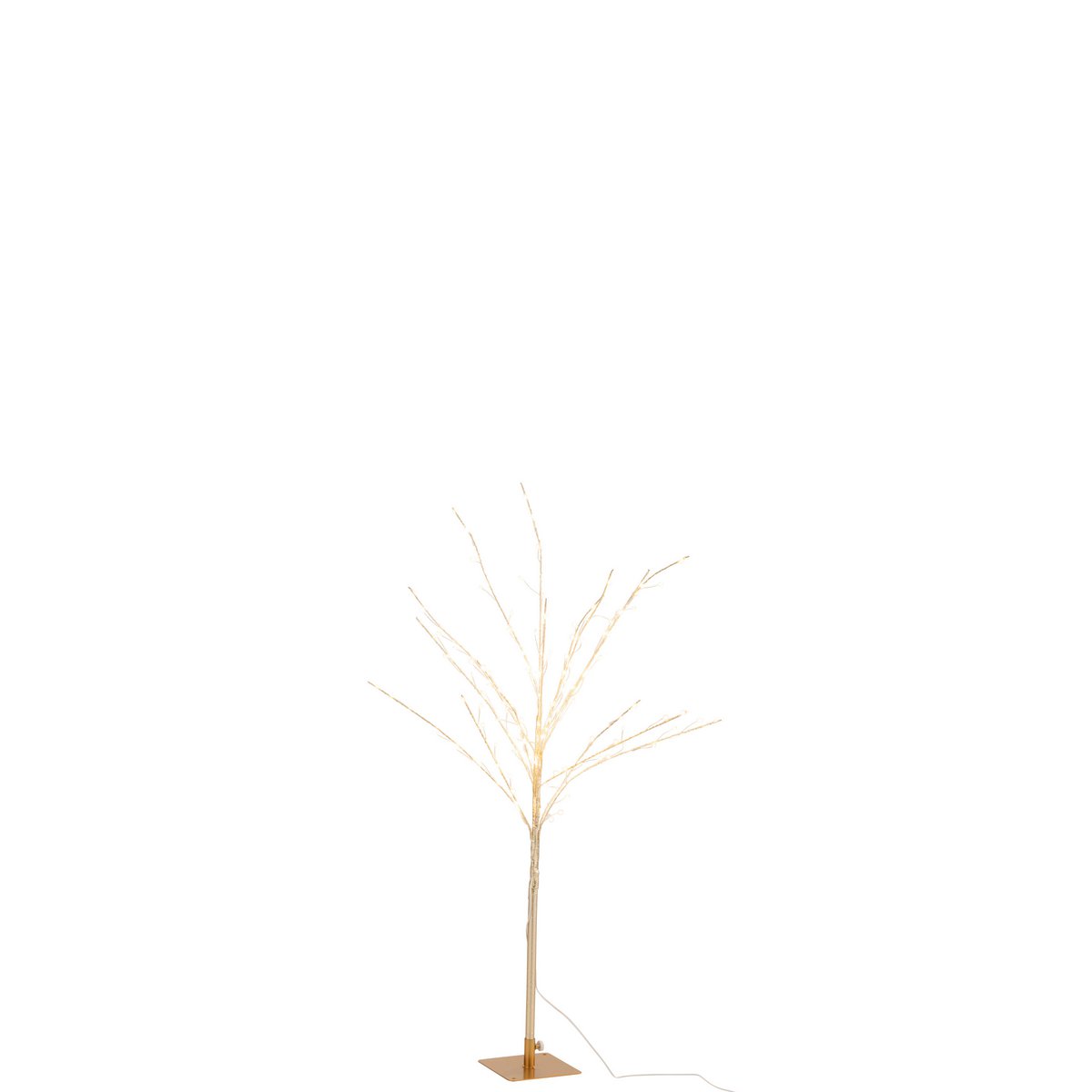 Vue rapprochée de l'arbre LED doré J-Line, détails du métal