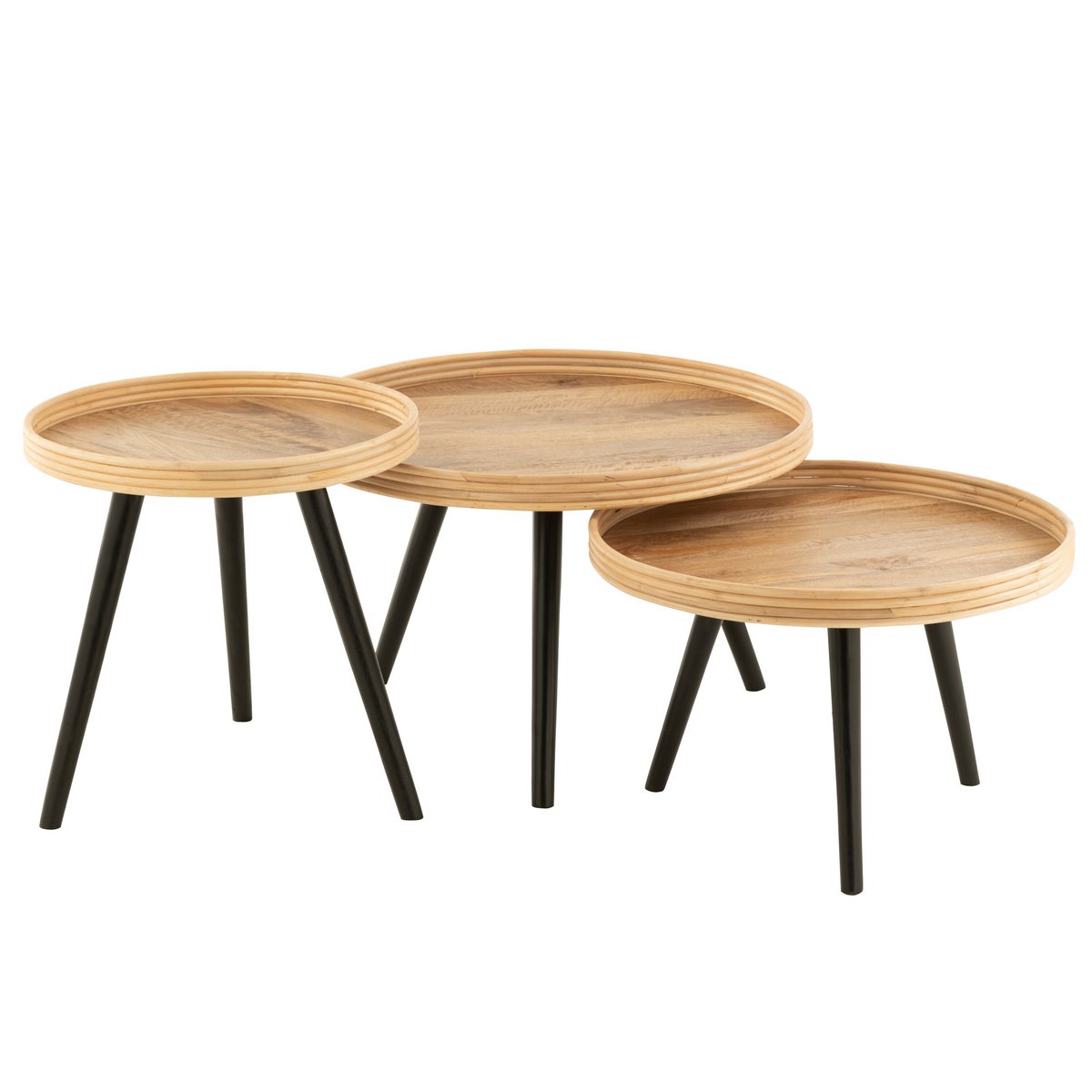 Set de tables d'appoint J-Line en bois, présentation élégante