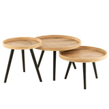 Set de tables d'appoint J-Line en bois, présentation élégante